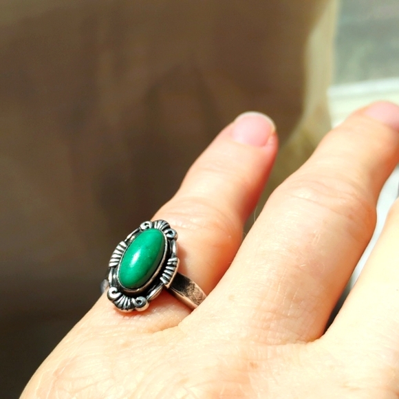 Jewelry - Sterling & Turquoise Silver 925 Band Size 6.6
